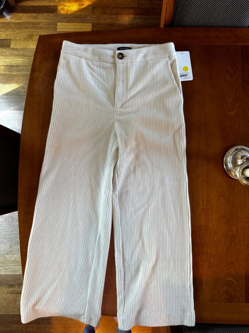 NWT Eleven22 Ivory Corduroy Wide Leg Ankle Pants Size M